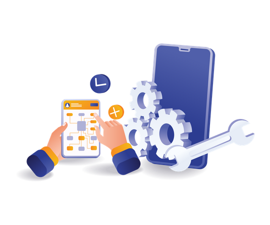 Technician smartphone app controller  Illustration