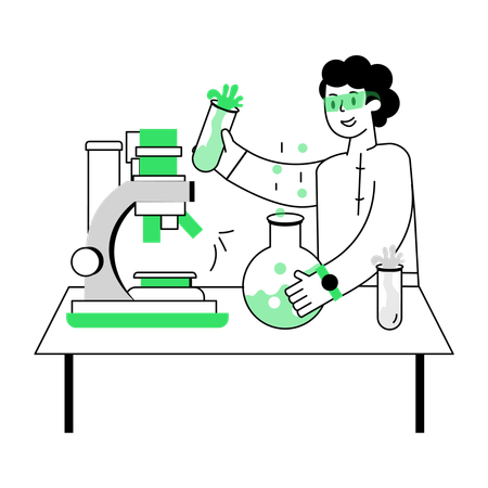 Technicien de laboratoire effectuant des tests chimiques  Illustration