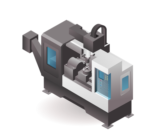 Technology Automated CNC lathes and drills for industrial manufacturing with artificial intelligence  일러스트레이션