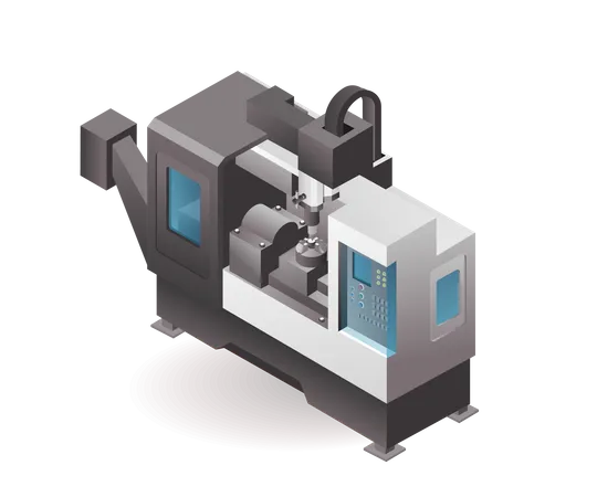 Technology Automated CNC lathes and drills for industrial manufacturing with artificial intelligence  일러스트레이션