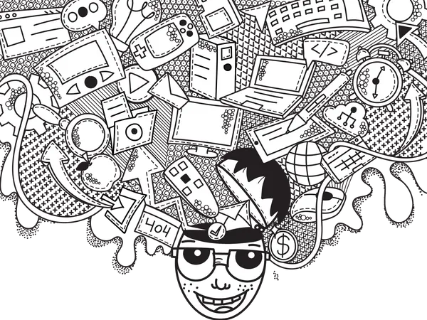 Technology Creative Doodle Wall Art  일러스트레이션