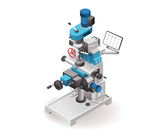 Tecnologia Automatizada cnc torno computador industrial e máquina-ferramenta de perfuração  Ilustração