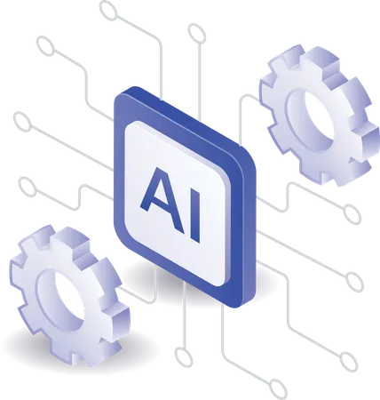 Tecnología chip ai isométrica  Ilustración