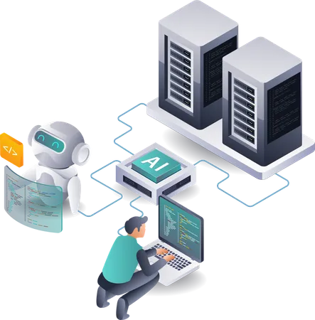 Tecnología colaborativa para desarrollar el crecimiento de los datos del servidor  Ilustración