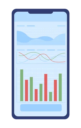 Telefone celular com gráficos de ações  Ilustração