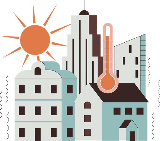 Temperatura quente no verão  Ilustração