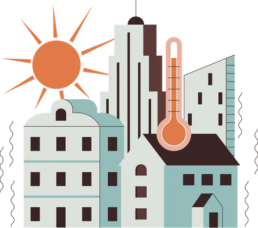 Temperatura quente no verão  Ilustração