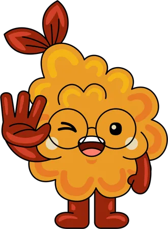 Tempura mascot saying hello  Illustration