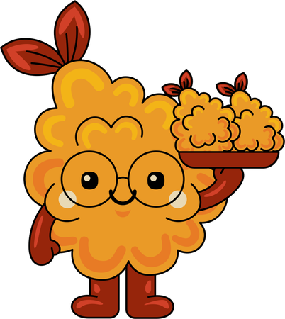 Tempura mascot serving food  Illustration