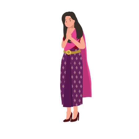 Thai girl greeting thank you  Illustration