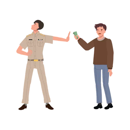 Thai policeman do not accept bribe  Illustration