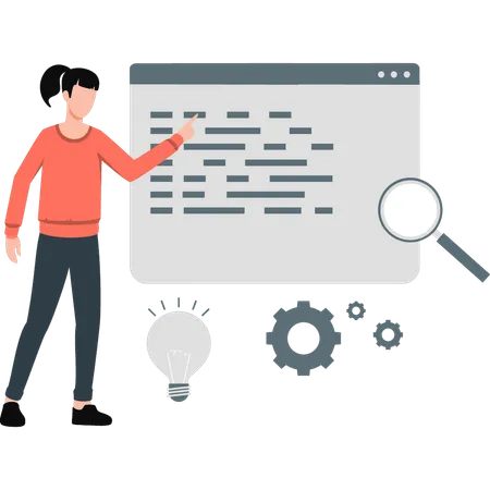 The female is doing data analysis  Illustration