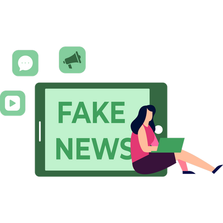 The girl is watching fake news  Illustration