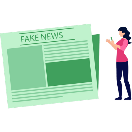 The girl is watching fake news  Illustration