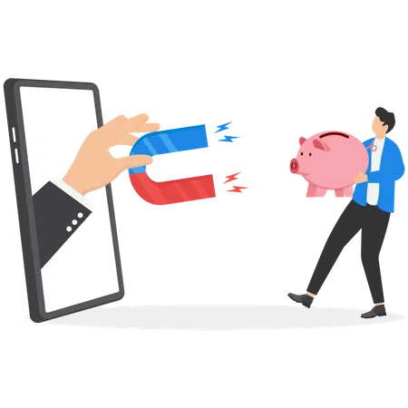 Theft attracting greedy businessman  Illustration