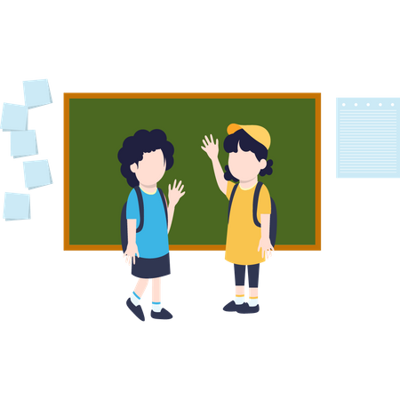 There are two kids waving each other  Illustration