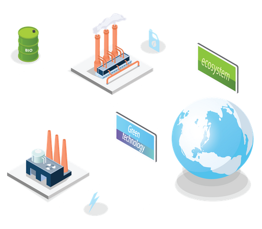 Thermal power plant with waste recycling  Illustration