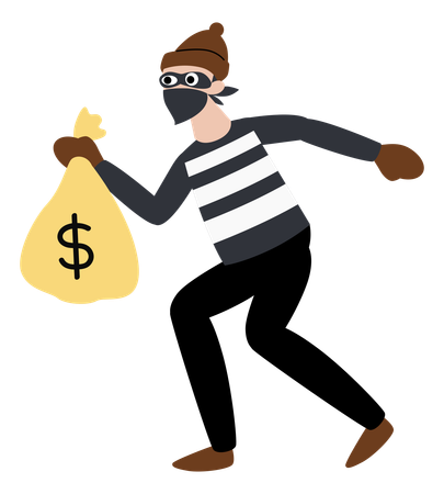 Thief Carrying Stolen Money  Illustration