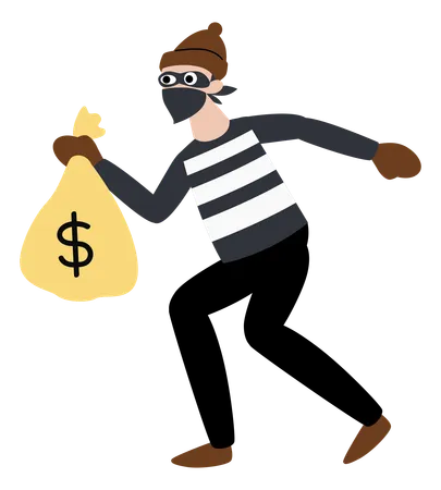 Thief Carrying Stolen Money  Illustration