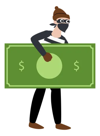 Thief Carrying Stolen Money  Illustration