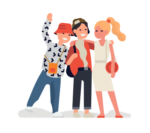 Three best friends standing together  Illustration