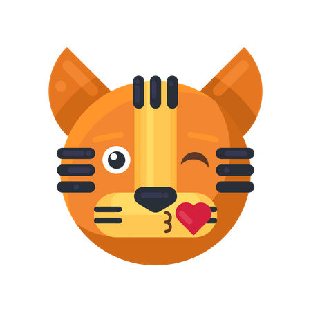 Tiger kiss with heart expression  Illustration