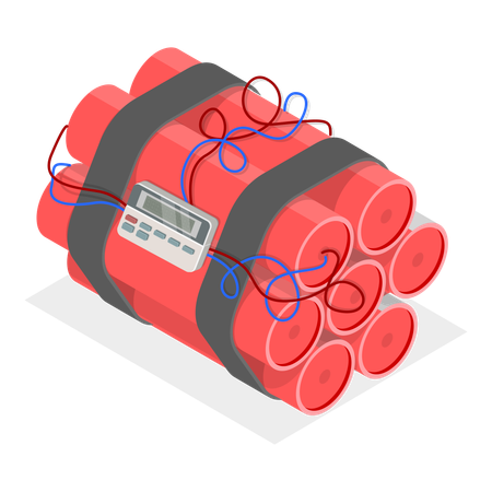 Time bomb with wire and display  イラスト