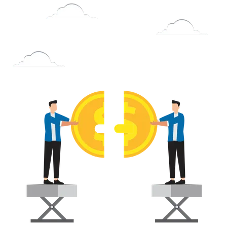 Moeda de um dólar dobrável em equipe  Ilustração