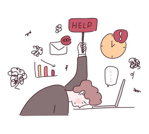 Tired employee need help  Illustration