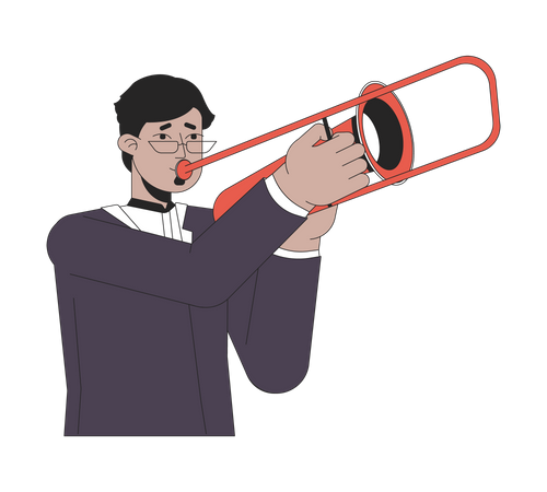 Tocando trombone  Ilustração