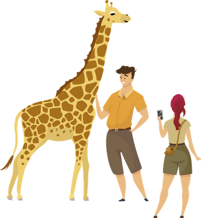 Tourist with giraffe  Illustration