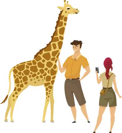 Tourist with giraffe  Illustration