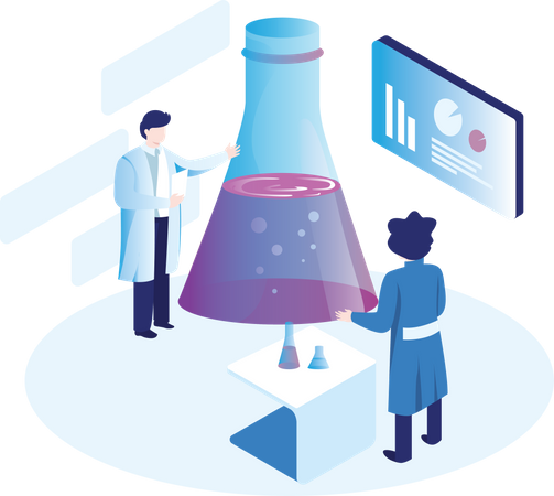 Trabalhando em um laboratório  Ilustração