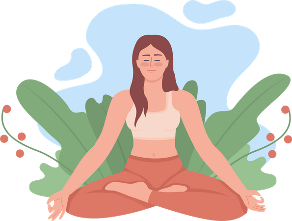 Tranquil woman meditating outdoor  Illustration