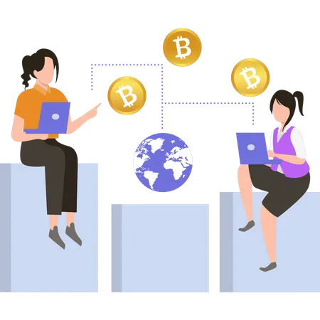 Transaction mondiale en bitcoins  Illustration