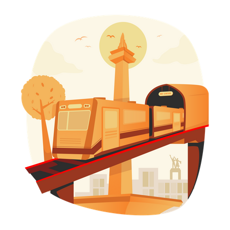 Transporte de trem elevado  Ilustração