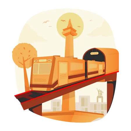 Transporte de trem elevado  Ilustração