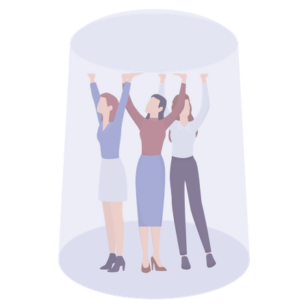 Trapped female employees  Illustration