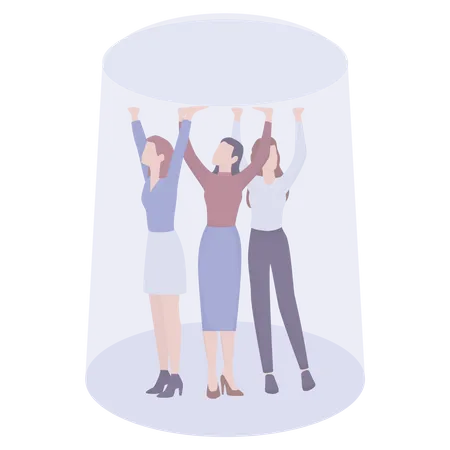 Trapped female employees  Illustration