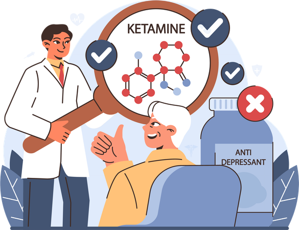 Tratamiento médico para la depresión resistente.  Ilustración