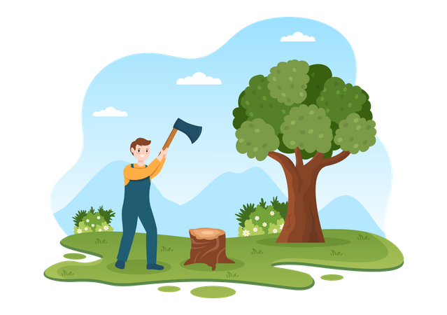 Tree Cutting  Illustration