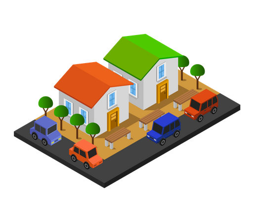 Triplex houses  Illustration