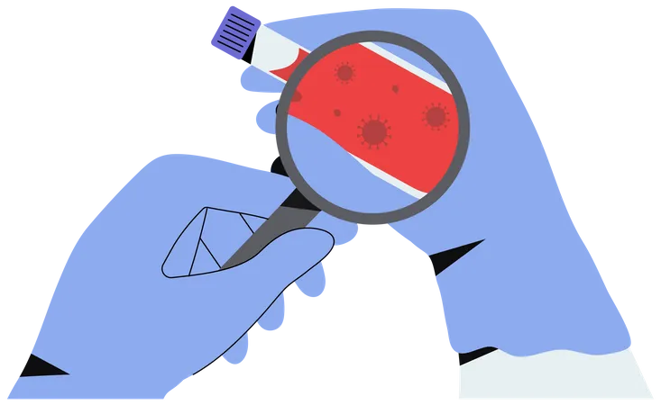 Tube à essai de coronavirus avec échantillon de sang  Illustration