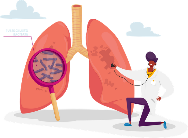 Cuidados pneumológicos médicos para tuberculose  Ilustração