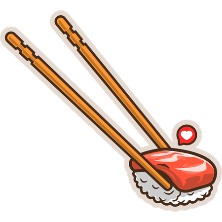 Tuna Sushi with Chopsticks  Illustration