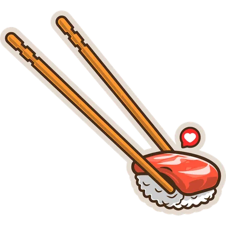 Tuna Sushi with Chopsticks  Illustration