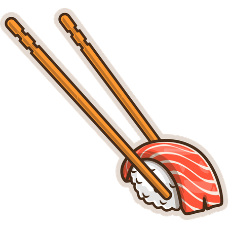 Tuna Sushi with Chopsticks  Illustration