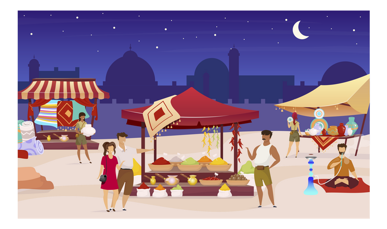 Turkish night market  イラスト