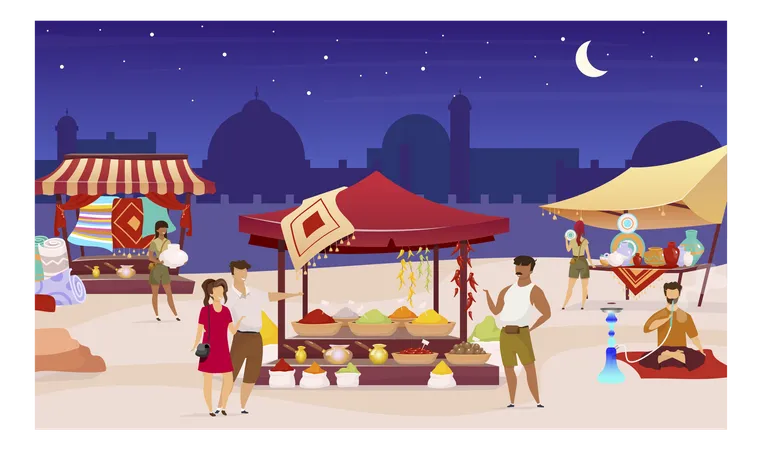 Turkish night market  イラスト