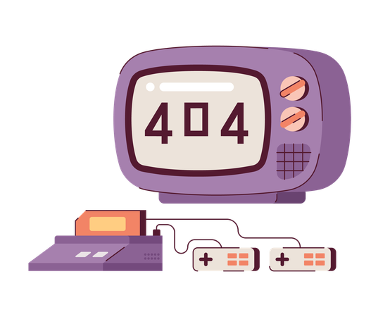 TV screen and console for video games error 404  Illustration